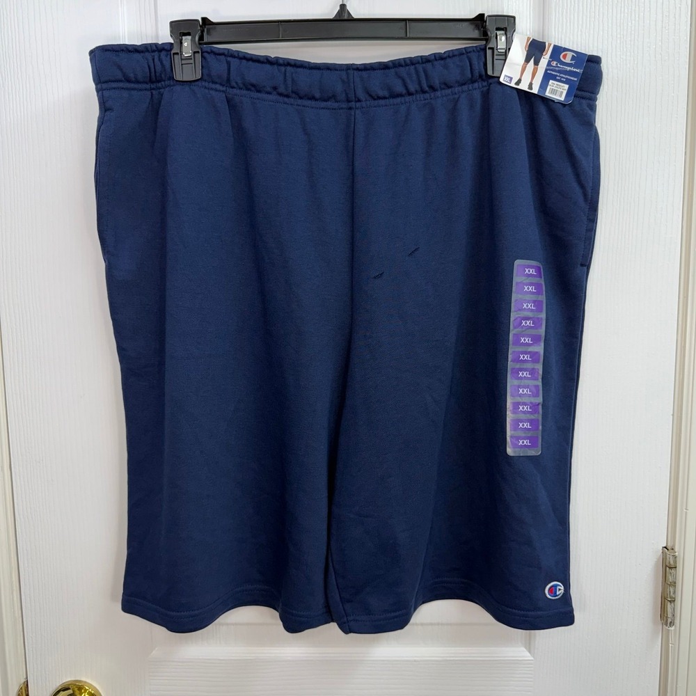 NEW Champion navy blue pull on drawstring pocket lounge casual shorts cotton XXL